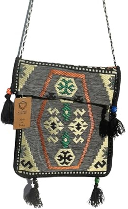 Kilim Messenger Festival Bag Pale Grey Kilim Messenger Festival Bag