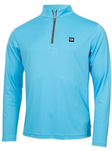 Calvin Klein Mens Westgate Half Zip Lightweight Sweater - Aquarius - M