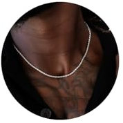 RANKEEF Collana Uomo Argento Collana Uomo in Argento Sterling 925 - Catena a Cordoncino 2/3/4mm Disponibile in tre spessori con design a spirale Regalo elegante per uomo: marito, fidanzato