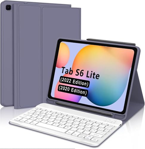 Custodia Tastiera per Samsung Galaxy Tab S6 Lite 2020 10,4, Tastiera Bluetooth Staccabile QWERTY Italiana per Samsung Galaxy Tab S6 Lite 10,4, Smart Cover Supporta Auto Wake/Sleep (Viola Lavanda)
