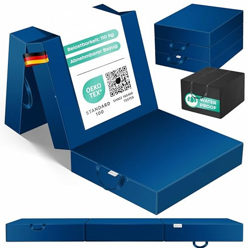 KESSER® Klappmatratze 90 x 200 x 15 cm Gästematratze 3-Fach faltbar zum Sitzhocker Faltmatratze Schaumstoff 25kg/m³ extra dick 15cm atmungsaktiv waschbar Abnehmbarer Bezug inkl. Camping Tragetasche