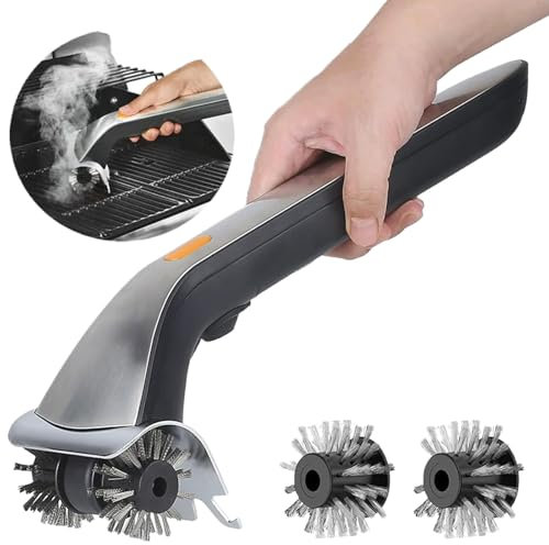 FVPJUXSG Electric Grill Brush - Cordless Rechargeable Grill Brush, Stainless Steel Bristles, Grill Cleaner With Scraper For Outdoor Grilling, Includes Replaceable Brush Heads, For Men And Dad