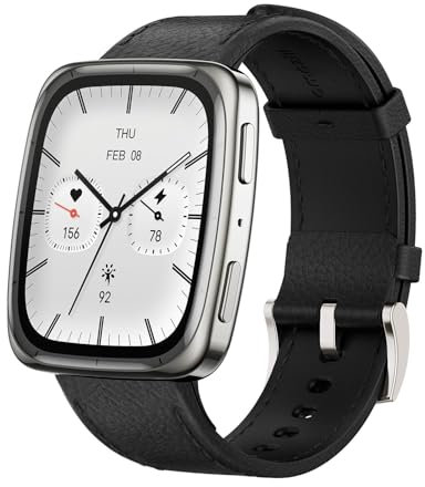 Amazfit Active 2 Premium Smart Watch Fitness Tracker (Square) for Android & iPhone, 10 Day Battery, Water Resistant, GPS Maps, Heart & Sleep Monitor, HYROX Mode, Sapphire Glass, Leather + Sport Strap