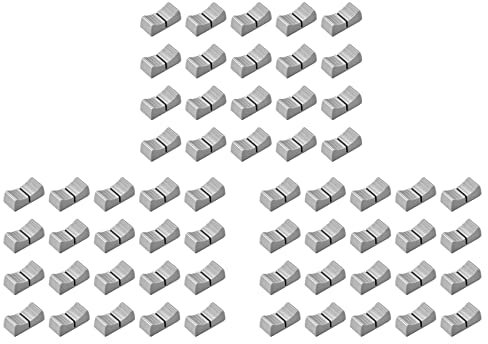 Toolvvik 60 Stücke 24mmx11mmx10mm Konsolen Mixer Schiebe Regler Fader Knobs für Potentiometer Grauer Knopf Schwarz Mark