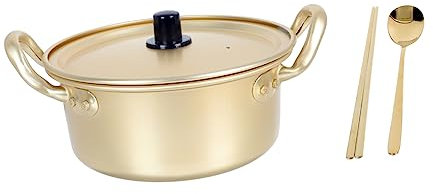 Cabilock 1 Set Korean Ramen Pot Non Stick Instant Noodle Pot with Cover Aluminum Cookware for Easy Cleaning Safe Handling for Delicious Noodles More