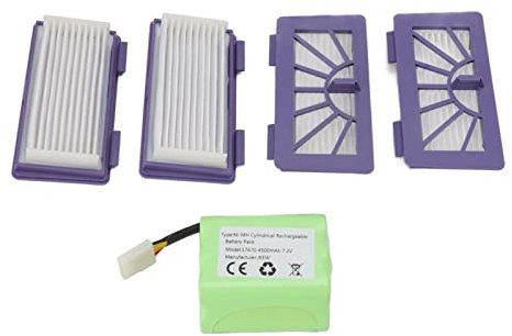 TOOLSGO 4500 mAh 7.2V 17670, Lithium-Batterie Filter-Kit Ersatzteile kompatibel mit Neato XV11 XV12 XV14 XV15 XV21 Kehrmaschine N707 Batterie N704 Filterzubehör