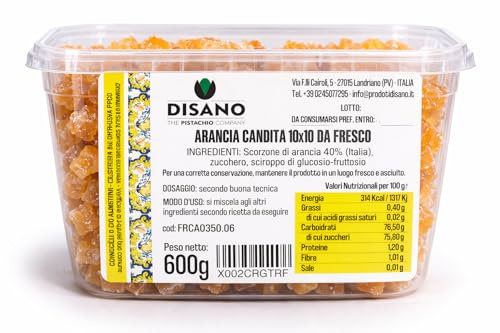 Arancia Candita a Cubetti 600g (10x10 mm) – 100% Naturale Senza Additivi e Coloranti – Ideale per Panettone, Colomba e Pasticceria – Made in Italy – Romeo