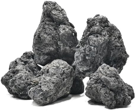 KINGRUI Black Lava Rock Natural Volcanic Stones 6-18cm Fish Tank Rocks for Aquariums,Shrimp,Betta,Aquascaping, Bonsai Substrate,Terrariums & Garden Landscape Rock-3.6kg 6pcs