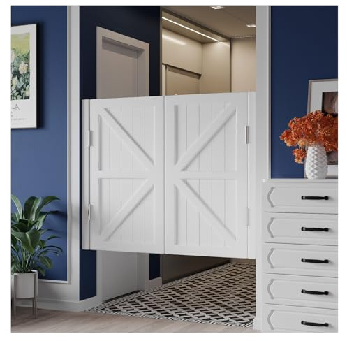 Porte Battante Double Saloon Porte Battante En Bois Massif Avec Charnières Portes De Café Saloon 2 Vantaux Pour Entrée Cuisine Salon Bureau(White,W140*H90cm)