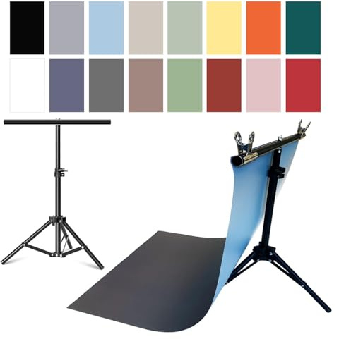 Lot de 8 Toiles de Fond en Papier avec Support pour Photo, 55,9 x 86,4 cm - sans Couture - Double Face - Plates - pour Aliments, Bijoux, cosmétiques