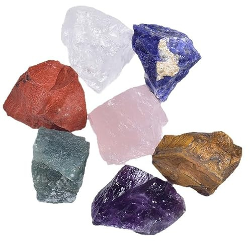 IUYIXWFP Ensemble de 7 Pierres de Chakra, Cristaux de Chakra Bruts naturels, Pierres de guérison brutes en Vrac et Cristaux pour l'équilibrage des Chakras, Emballage de Fil, guérison,2~3cm
