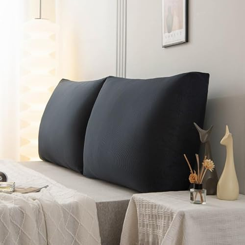 HJZPWB Lesekissen Für Bett Sofa Und Couch Sofa Keilkissen Rückenkissen Cord Kissen - Kissen Groß Wandkissen Couchkissen Reading Pillow Stützkissen Für Rückenlehne,Schwarz,1 pc60x58x18CM