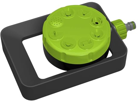 Stalco Garden 8-Funktions-Rasensprenger auf stabilem Standfuß – Uni FIT, ABS-Kunststoff, vielseitig einstellbar, kompatibel mit Gartenschläuchen und Armaturen