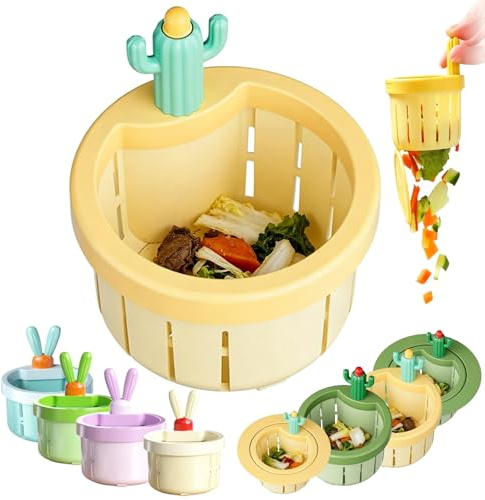Cactus Sink Strainer Basket Fine Mesh, Cactus Kitchen Automatic Dumping Sink Filter, Cactus Kitchen Sink Drain Strainer for Home Bathroom (Yellow A)