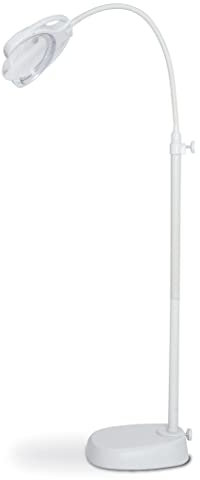 PURElite LED-Stehlampe mit Vergrößerungsfunktion, verstellbare Tischlampe, wiederaufladbar oder netzbetrieben, 3 Farbtemperaturen, weiß