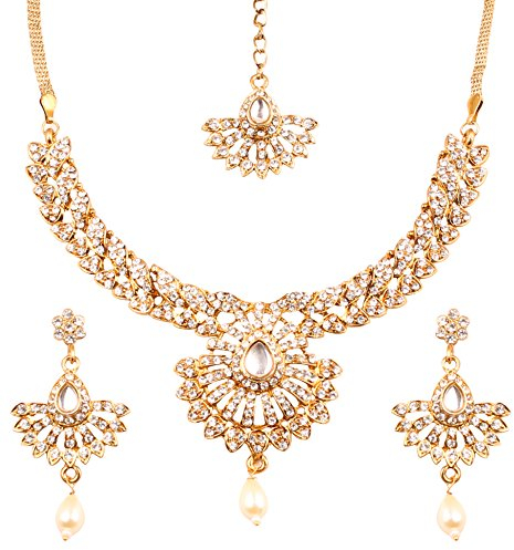 Touchstone Hollywood Glanz filigrane weiße Kristalle Brautschmuck Halskette für Damen Gold