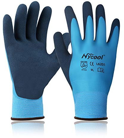 DS Safety Arbeitshandschuhe Herren und Damen - Wasserdichte Gartenhandschuhe mit Schaumlatex und Gummibeschichtung Handschuhe (1 Paar-Blau) Größe 8/M