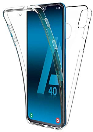 COPHONE® Coque 360 Compatible Samsung Galaxy A40 100% Transparente 360 Protection intégrale Avant Souple + arrière Rigide. Housse Tactile 360 degres Anti Choc.