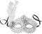 dressforfun 900888 Venezianische Maske mit seitlicher Feder für Damen, Augenmaske mit Stoffmuster, Zierborte und Strass für Ball Fasching Karneval Halloween - diverse Farben - (silber | Nr. 303548)