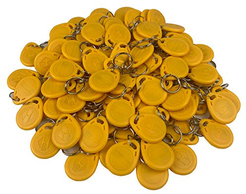 FST (100er Pack) EM 125KHz EM4100 Schlüsselanhänger RFID-Zugangskontrollkarten Nähe TK4100 Schlüsselanhänger Smart ID Keycard (Yellow)