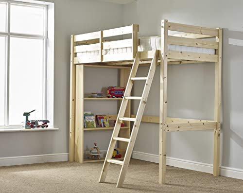 STRICTLY BEDS&BUNKS Celeste High Sleeper Loft Bunk Bed with Bookcase, 2ft 6 Single