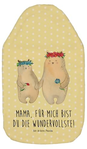 Mr. & Mrs. Panda Wärmflasche Bären mit Blumenkranz - Geschenk, Papa, Wärmflasche mit Bezug, Lieblingsmensch, beste Freundin, Mama, Familie, Kleine