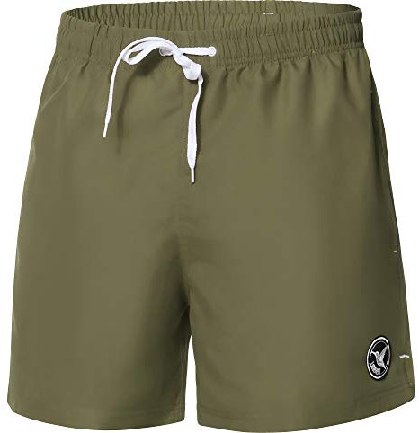 Ladeheid Costume Uomo Mare Corto con Taschino, Medium Drawstring, Fodera in Rete, Costumi da Bagno, Boxer per la Spiaggia, la Piscina e Il Surf LA40-198 (Khaki, XL)