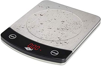Wedo 48110054 Waage Profi-Steel (10kg), Teilung 1g/2g mit Tarafunktion, batteriebetrieben, 3 Jahre Garantie, rostfreier Edelstahl, silber/schwarz