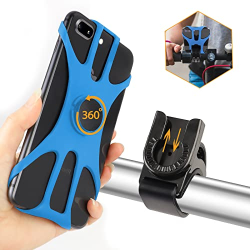 Handyhalterung Fahrrad, Universal 360° drehbare Fahrrad Handyhalterung, Handyhalter Motorrad Handyhalterung Kompatibel mit iPhone 13/12/11/Pro Max/Pro/Mini/SE/Xs/Xr, 4,5-7 Zoll Smartphones (Blau-4)