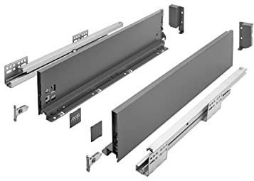 MS Beschläge Schubladensystem Schubkastensystem Soft Close Funktion Küchenschublade 40 kg Traglast Schubladen-Set Anthrazit Schubladenauszug Vollauszug (Länge: 550mm, Höhe: 120mm)