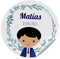 ETIKIDS 24 vignettes de communion. Autocollants personnalisés avec nom et date pour les cadeaux. Taille 45mm/60mm/70mm de diamètre. Ne convient pas aux vêtements. (Garçon aux cheveux noirs)