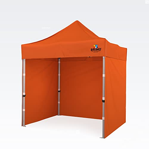 BRIMO Marktzelt 100% Wasserdicht mit 3 Seitenteilen - 5 Jahre Garantie (2x2 m, Orange)