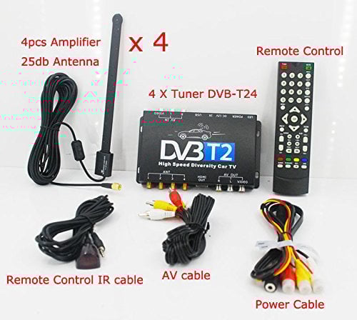 WOSTOKE DVB-T24 Car DVB-T2 TV Receiver 4 Tuner 4 Antenna USB HDMI HDTV Russia High Speed