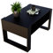 Couchtisch KARO rechteckiger Kaffeetisch aus Holz Modern Teetisch 95 x 53,6 x 45cm massiv und stabil (Schwarz), 0012