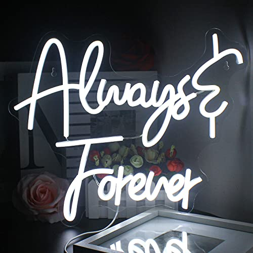 Looklight Always Forever Neonschild weißes LED-Leuchtreklame Acryl-Buchstabe USB LED Nachtlampe für Schlafzimmer Hochzeit Verlobung Vorschla Geburtstag Party Weihnachts schild