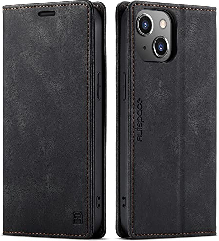 LOLFZ for iPhone 14 Plus Wallet Case, Magnetic Flip Leather Case with RFID Block Card Slots Kickstand Shockproof Protective Cover Compatible with iPhone 14 Plus - Black