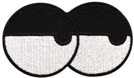 Urbanski Patch Augen mit gelangweiltem Blick zum Aufbügeln 4,8 x 8,2 cm | Aufnäher Applikation Bügelbild
