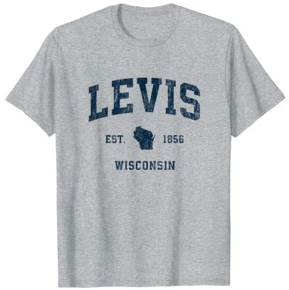 Levis Wisconsin WI Sportdesign im Vintage-Stil, athletisch, Marineblau T-Shirt