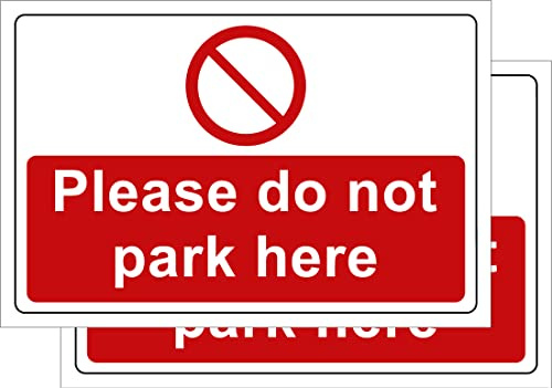 Pack of 2 rigid plastic signs 300mm x 200mm x 3mm with rounded corners - Please do not park here