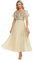 Ever-Pretty Robe pour Mariage Invité Femme Longue à Paillettes Manches Courtes Col V A Line Fluide Chic Or 50
