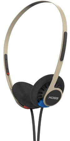 Koss KPH40 - Cuffie on-ear utili, sistema di cavi intercambiabili staccabili, design ultra leggero (beige ritmo) | Leggero, risposta in frequenza ultra ampia, fascia regolabile in acciaio inossidabile
