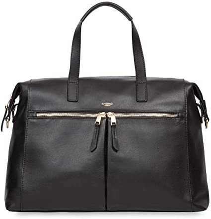 KNOMO Audley Leather Purse Laptop Tote Bag Shoulder Bag, Handbag for Women, Black