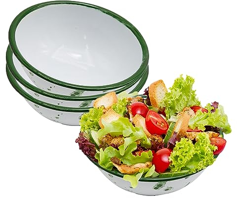 UOIENRT Lot de 4 bols ronds en métal émaillé Motif fleur de glace 14 cm