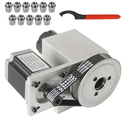 4-Achsen-CNC-Fräser-Schrittmotor mit 11-teiligem ER32-Federspannzangensatz, CNC-Hohlwelle, 4. Achsen-Fräserdrehmotor für CNC-Fräser-Gravierfräsmaschine