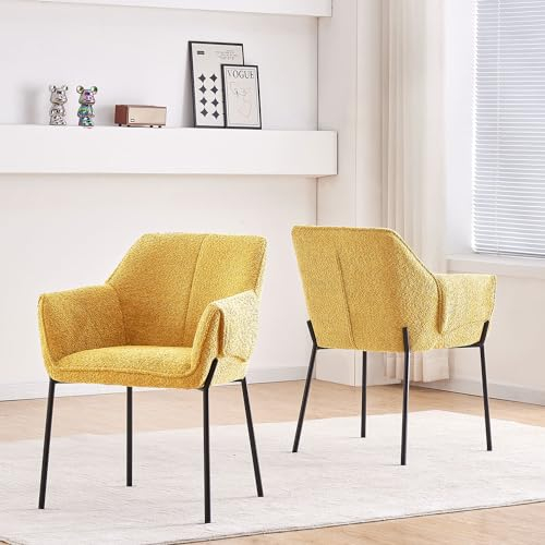 B&D home Esszimmerstuhl Jenny, Polsterstuhl Armlehnenstuhl Loungesessel für Küche, Esszimmer, Wohnzimmer, Büro, Industrial Design, Gelb, 11135-GELB-1