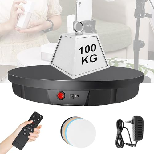 YMAOMAO Large Photography Turntable 24 inch 330lb Motorized Rotating Display Stand 360 Degree with Remote Control Electric Turntable for Products, Model Photo or Video,Black