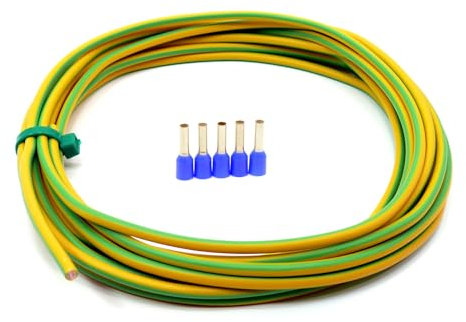 Erdungskabel 4mm² - Grün/Gelb - H07V-K - Erdungsleitung Aderleitung feindrähtig flexibel (5-100m) inkl. 5 Aderendhülsen (100 Meter)