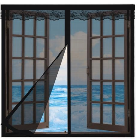 Zanzariera Magnetica per Finestra 90x140cm,Tende Zanzariere con Calamita per Finestre,Zanzariera per Finestra con Resistente Nastro per Montaggio a Strappo,Zanzariera Finestra Apribile,Nero