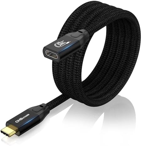 USB-C Verlängerung 20Gbps Datenkabel 3.2 Gen2x2, 240W PD3.1 Schnellladung, 4K@60Hz Video, Kompatibel mit S22/S21/S20, MacBook Pro, iPad (1.5m)