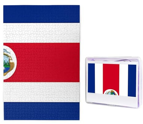 Costa Rica-Flaggen-Puzzle, 1000 Teile, personalisiertes Puzzle für Erwachsene, personalisiertes Bild mit Aufbewahrungstasche, Holzfotos, Puzzle für Familien-Heimdekoration (50 x 74,9 cm)